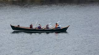 Rowing boat in Bressay Sound as seen from the Northlink Ferry by Lerwick Shetland Scotland [upl. by Renaud]