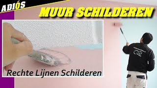 MUUR SCHILDEREN Rechte lijnen schilderen langs plafond Schildersbedrijf Edens Apeldoorn 2018 [upl. by Renaxela]