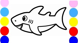 Cute baby shark drawing for kids and toddlers  ABCD rhymes song for kids and toddlers Ep1287 [upl. by Nalepka]