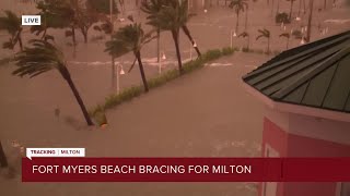 Hurricane Milton Fort Myers Beach Suspends Emergency Services as storm surge rises [upl. by Manville]