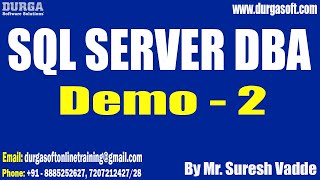 SQL SERVER DBA tutorials  Demo  2  by Mr Suresh Vadde On 04102024 8AM IST [upl. by Haskins144]