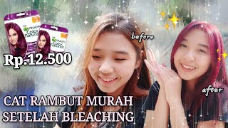 TUTORIAL Cat rambut sendiri di rumah cuma Rp12500  Garnier Color Natural Plum Red [upl. by Betthezel]