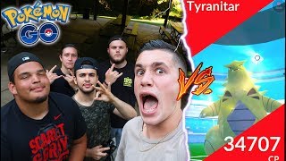 TYRANITAR vs MY FRIENDS POKEMON GO LVL 4 RAIDING WITH THE SQUAD  Wild Dragonite [upl. by Acalia]