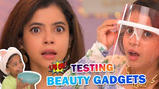 Trying Viral Beauty Products  Eye Liner Sticker LED Facial Mask  Munna Unplugged [upl. by Halsy163]