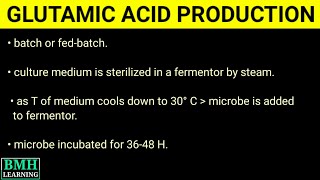 Production Of Glutamic Acid  Industrial Production Of Glutamic Acid [upl. by Elrem]