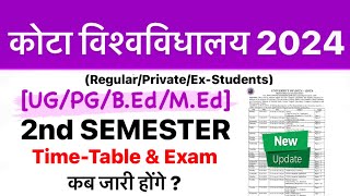 Kota University UGPGBEdMEd 2nd Semester TimeTable amp Exam कब जारी होंगे  संपूर्ण जानकारी [upl. by Wesla350]