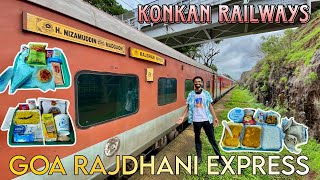 Goa to New Delhi Madgaon Rajdhani Express full journey vlog during monsoon season [upl. by Eilyah100]