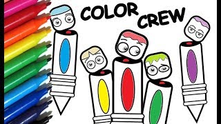 Coloring Pages COLOR CREW How to paint Color Crews pencils  Color Toys for Kids [upl. by Aicemat]