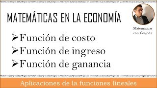 FUNCIÓN DE COSTOS DE INGRESOS Y DE GANANCIA PUNTO DE EQUILIBRIO ECONOMÍA  Video 98 [upl. by Reamy247]