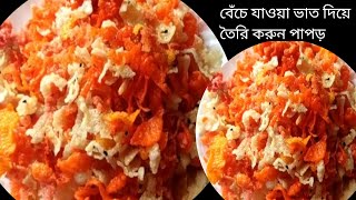 রাতের বেঁচে যাওয়া ভাত দিয়ে পাঁপড় বানিয়ে সারা বছর সংরক্ষণ করুন papor bananor recipe paporvaja [upl. by Hepsoj]