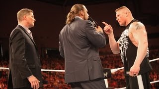 Brock Lesnar attacks Triple H Raw April 30 2012 [upl. by Annaeed671]