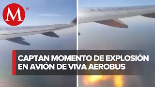 Avión de Viva Aerobus aterriza de emergencia falla motor en pleno vuelo [upl. by Enawyd281]