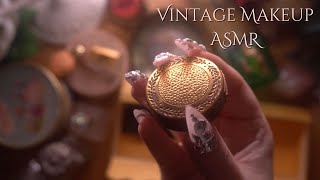 Vintage Makeup ASMR  vintage chocolate tin perfume bottles etc [upl. by Hernando766]