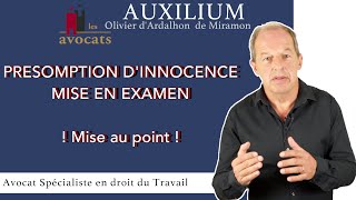 Présomption dinnocence et mise en examen  RAPPEL [upl. by Yesdnik]