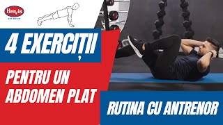 4 Exercitii pentru Un ABDOMEN PLAT  Rutina cu Antrenor [upl. by Farica]