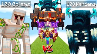 100 IRON GOLEMS vs 100 WARDENS Deathrun  GOLEMS vs WARDENS vs All OP BOSSES  Minecraft Mob Battle [upl. by Anahpos]