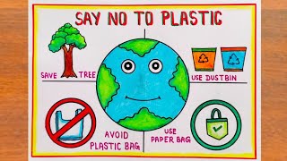 Plastic Mukt Bharat Drawing  How to Draw International Plastic Bag Free Day Poster Drawing Easy [upl. by Couture]