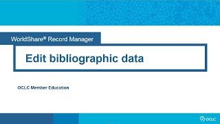 Edit bibliographic data [upl. by Ot702]