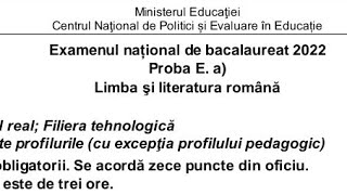 INCREDIBIL ACESTA ESTE SUBIECTUL CE PICĂ LA BAC 2022 TOAMNĂ LA ROMÂNĂ  ESTE OFICIAL [upl. by Vivien]