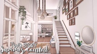 BLOXBURG Two Story Realistic Summer Coastal Interior  speedbuild ♡ [upl. by Relluf]