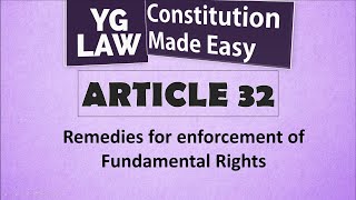 Article 32  Writ Jurisdiction  Constitution of India [upl. by Royd]