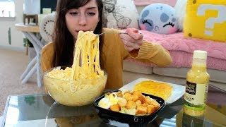 SHRIMP FETTUCCINE ALFREDO MUKBANG MESSY EATING [upl. by Aisirtap]