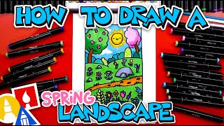 How To Draw A Spring Landscape [upl. by Hairu]