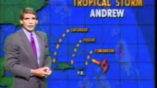 Hurricane Andrew  5 Days Before Landfall on WTVJ [upl. by Leachim]