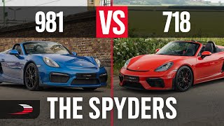 Porsche Boxster Spyder 981 and 718 Spyder comparison [upl. by Gallard387]