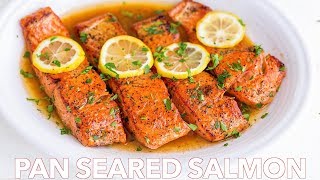 Easy Pan Seared Salmon Recipe with Lemon Butter [upl. by Hsiekal495]