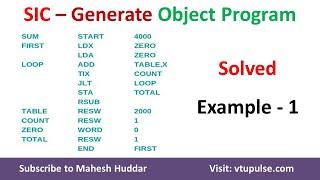 6 Solved Example 1 Convert Assembly Language program to Object Program in SIC by Dr Mahesh Huddar [upl. by Omrelliug]