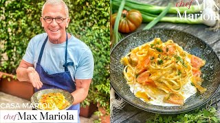 Pasta LINGUINE con POMODORI STRACCIATELLA e BOTTARGA esagerata Ricetta di Chef Max Mariola [upl. by Aleekat]