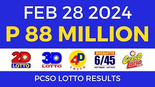 Lotto Result February 28 2024 9pm PCSO [upl. by Jarid159]