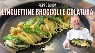 Linguettine con broccoli colatura pecorino e frisella croccante  Le ricette di Peppe Guida [upl. by Bruis355]