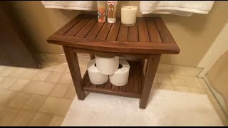 Upolana Teak Shower Bench 20quot Solid Wood Shower Stool Review [upl. by Inaluiak604]