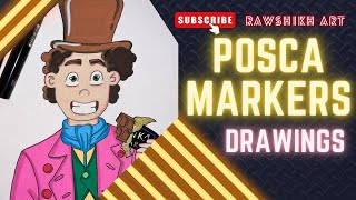 How to draw cartoons using posca markers  Posca Markers drawing drawing [upl. by Vaish]