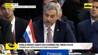 Habla Mario Abdo en cumbre del Mercosur [upl. by Malsi414]