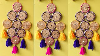 easy DIY old bangles wall hanging craft ideasdiwali decoration ideas for gotapotti with wool।। [upl. by Adnouqal]