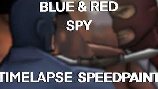 BLUE amp RED SPY  TF2 DRAWING  TIMELAPSE SPEEDPAINT [upl. by Octavus383]