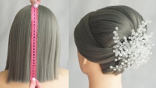 Peinados Para Cabello Corto Elegantes  Peinado Recogido Para Novia Paso A Paso [upl. by Littell249]