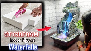 Amazing Homemade Indoor Tabletop Biggest Waterfalls Using Styrofoam  Very Big Indoor Waterfalls [upl. by Anelrad859]