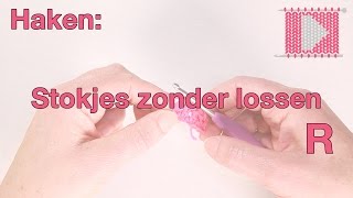 Stokjes zetten zonder lossen rechtshandig  Leren Haken en Breien [upl. by Niwde]