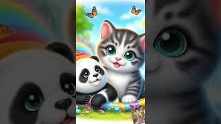 Kucing dan panda comelshortsfeeds shortvideo pandalucu cat funny kucinglucuterbaru [upl. by Iosep]