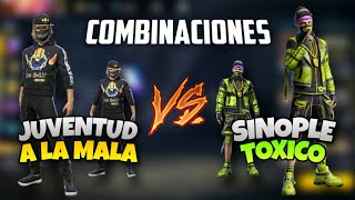 JUVENTUD A LA MALA VS SINOPLE TÓXICO  COMBINACIONES DE ROPA FREE FIRE [upl. by Novyart]