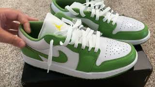 Jordan Mens 1 Low SE WhiteChlorophyllLightening  Product Review [upl. by Packton248]