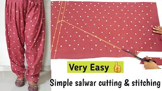 Very Easy Salwar Cutting and Stitching Step by StepSimple Salwar Cutting amp Stitching for beginners [upl. by Dardani]