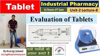 Evaluation of Tablet  Disintegration amp Dissolution Test  L8 Unit2  Industrial Pharmacy 5th Sem [upl. by Kyred]