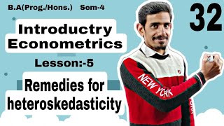 32 Remedies for Heteroskedasticity  Introductory or Basic Econometrics  DuSol semester4 BAPH [upl. by Amund]