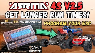 Spektrum Firma ESC Programmer V2 SetupReview Arrma 4s V25 LVC Low Voltage Cutoff problem solved [upl. by Placidia99]