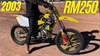 2003 Suzuki RM250  FIRST RIDE amp FULL THROTTLE [upl. by Sibelle]